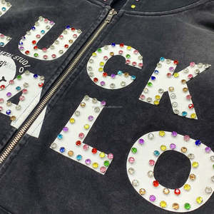 Sudadera con Capucha Personalizada con Logotipo de Pedrería, Estilo Oversize, Lavado Ácido, Desgastada, Streetwear - Product Image 3