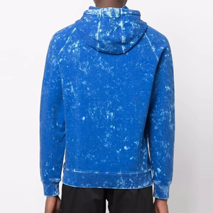 Sweat-shirt à capuche bleu tie-dye pour homme, manches raglan, tricoté, coupe décontractée, vêtement d'automne - Product Image 3