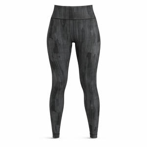 Leggings de yoga gris anthracite texturés à taille élastique avec poche latérale, taille haute, compression, séchage rapide, vêtements de sport - Product Image 1