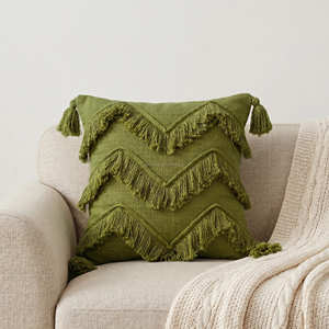 Housse de coussin décorative bleue brodée à la main 18 × 18 pouces, coussin décoratif bohème, décoration de salon de style farmhouse - Product Image 3