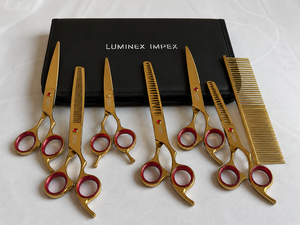 Premium Pet Grooming <b>Scissors</b> Set Made High Quality Stainless Steel Professional <b>Dog</b> Cat Hair Cutting Kit Titanium Coated - Product Image 5