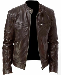 New Factory Wholesale European and American Men's PU <b>Jacket</b> for Men Teenagers Standing Collar <b>Punk</b> Leather <b>Jacket</b> for Men - Product Image 2
