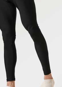<b>Men's</b> Black <b>Compression</b> Leggings Elastic Waist 85% Polyester Workout Pants Full Length Athletic <b>Tights</b> 180g Solid - Product Image 2
