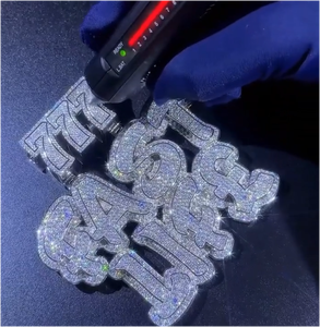 Pendentif Hip Hop Moissanite Iced Out Charms VVS en Argent 925, Deux Rangées de 8 Lettres Personnalisées, pour Hommes et Femmes - Product Image 2