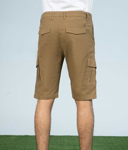Pantalones Cortos Cargo Color Caqui para Hombre, Cintura Media, Cierre de Botones, Casuales, Tejido de Algodón Sólido - Product Image 2