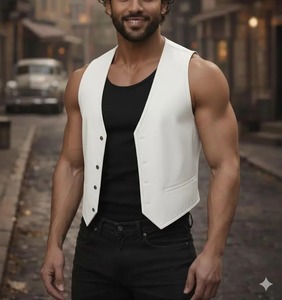 Chaleco de Cuero Rojo para Hombre, Estilo Motero sin Mangas, Moda Urbana Moderna, Regalo para Él - Product Image 2