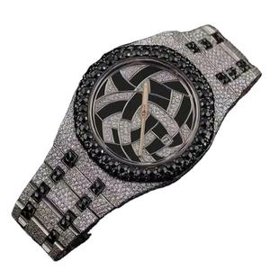 Black White Diamond Moissanite Luxury Antique Leather Business <b>Watch</b> Men Women Top Iced Mechanical <b>Digital</b> Sapphire Crystal - Product Image 1