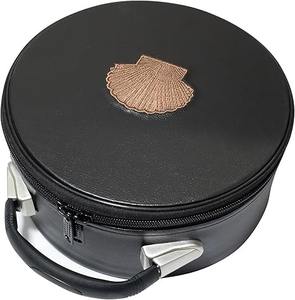 Étui pour casquette maçonnique Saint Thomas d'Acon en cuir noir, emblème brodé (argent), poignée solide pour le transport à la main - Product Image 6