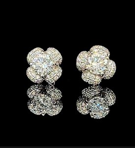 Boucles d'oreilles de luxe en argent sterling 925 avec fleurs et diamants CVD de laboratoire de 2,65 carats couleur EF pour femme, bijoux fins, cadeau - Product Image 2