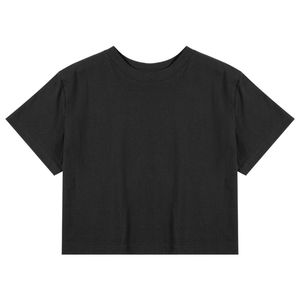 เสื้อยืดครอปแฟชั่นผู้หญิง OEM 210gsm สีดำ ผ้าฝ้าย สตรีทแวร์ สำหรับงานพิมพ์ - Product Image 4