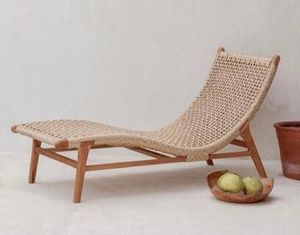 Chaise longue de plage en rotin tressé avec dossier, en bois, pour extérieur, piscine, villa, hôtel - Product Image 4