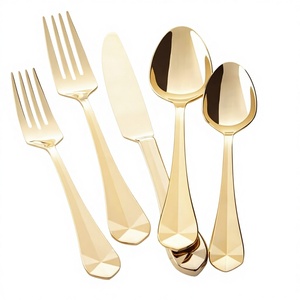 Juego de Cubiertos Italianos Hechos a Mano para Boda, de Acero Inoxidable, Chapados en Oro, Acabado Mate, Diseño Grabado con Patrón Abstracto, Ecológicos - Product Image 2