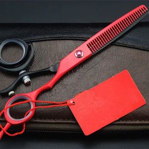 กรรไกรตัดผมแบบมืออาชีพสีแดงพร้อมด้ามจับยาวสำหรับใช้ในร้านเสริมสวย - Product Image 2