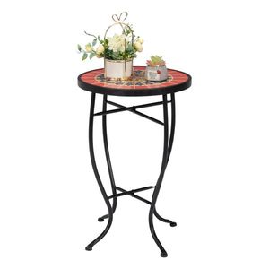 Mesa de Plástico con Mosaico de Vidrio Mandala Rojo Quemado Fijo de 35*35*52cm, Mesas Elegantes, Categoría de Producto - Product Image 4