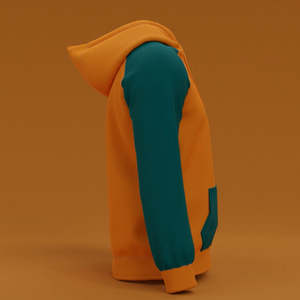 Sudadera con Capucha para Hombre, Color Naranja y Verde, con Cierre, Estilo Casual, Bloques de Color, para Invierno - Product Image 3