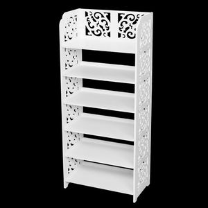 Mobiletto Portascarpe Moderno Stile Fattoria Bianco a Sei Ripiani Regolabili - Product Image 4