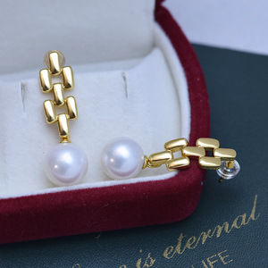 Zhuji Danshui 9-10mm S925 <b>Silver</b> <b>Earrings</b> Strong Light Purple <b>Pearl</b> with Simple Design Women's Fine Flaws Accessories - Product Image 3