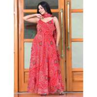 Ensemble Salwar Kameez décontracté en pur chiffon Bandhani rouge dessiné à la main, taille XS, pour femme, style maison, Inde Pakistan