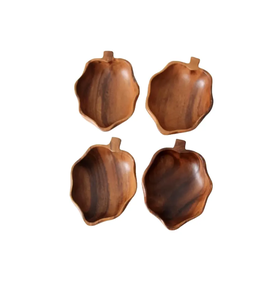 Bol de service en bois écologique lisse avec finition polie, élégant, en forme de feuille, pour les fêtes et les mariages - Product Image 2