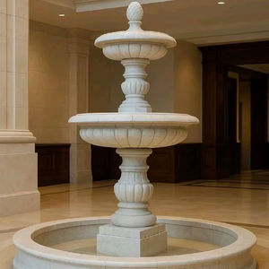 Fuente Escalonada de Mármol Blanco Tallada a Mano con Diseño Moderno, Ecológica y Resistente al Agua para Paisajismo de Lujo al Aire Libre - Product Image 1