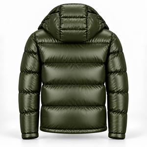 Mens Shiny Puffer Jacket Hooded Winter Coat Warm Padded <b>Quilted</b> Outerwear High Collar Zip Pockets Casual Urban Cold Weather Wear - Product Image 3