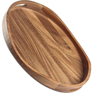 Plateau de service moderne en bois poli de 13 pouces avec poignées, plateau carré écologique de qualité alimentaire pour la maison et l'hôtel - Product Image 5