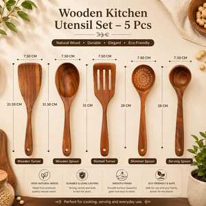Juego de Cucharas de Cocina de Madera Natural con Logotipo Personalizado, Hechas a Mano, Ecológicas, con Acabado en Oro Rosa, Mango Largo, Diseño Moderno para Cocina - Product Image 4
