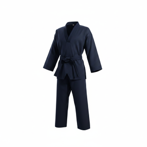 Prix de gros, uniforme de taekwondo unisexe pour enfants, polyester et coton, bleu marine, tenue d'arts martiaux pour enfants - Product Image 3