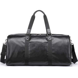 Sac de sport élégant en cuir véritable 76-120L+ avec compartiment à chaussures, fermeture éclair, portable, pour voyage, nuitée ou hôpital - Product Image 4