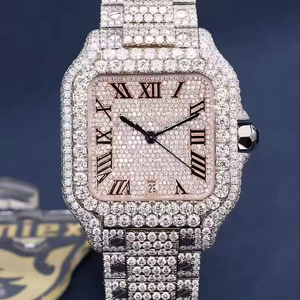 Montre en quartz de luxe exclusive pour hommes, entièrement sertie de diamants Moissanite, style Hip Hop Streetwear Bling Fashion - Product Image 3