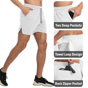 Pantalones cortos de gimnasio duraderos para correr para hombre, pantalones cortos reflectantes de seguridad para maratón y entrenamiento físico, ajuste cómodo - Product Image 4