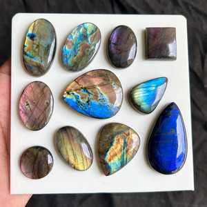 Wholesale Natural Multi Shape Labradorite Cabochon Loose Gemstones for Jewelry Making Polished Blue Flash Labradorite Stones - Product Image 1