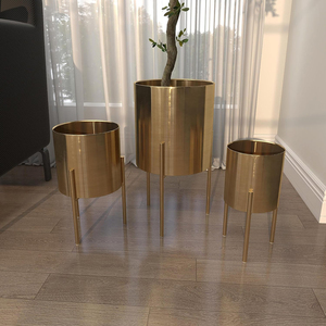 Metal Indoor Outdoor <b>Planter</b> <b>Large</b> <b>Planter</b> Pot with Removable Stand, Set of 3 <b>Planters</b> - Product Image 4