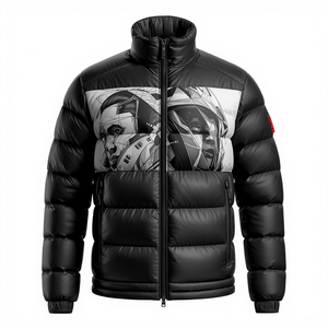Chaqueta acolchada con estampado para hombre, chaqueta de invierno con cremallera - Product Image 4