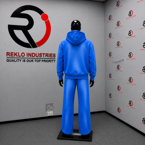 Conjunto Deportivo de Dos Piezas para Hombre, Sudadera con Capucha Azul Lavado y Cremallera Completa, Logotipo Personalizado, Estilo Urbano, Corte Holgado, Ropa Deportiva al por Mayor con Bolsillos - Product Image 4