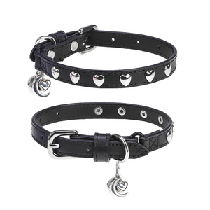 Custom New Leather Cat Collar With <b>Studded</b> Necklace Rhinestone Bling Crystal Flower Decoration Leather Cat Pin Buckle Collar - Product Image 5