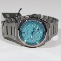 Montre mécanique automatique pour homme en acier inoxydable bleu, design classique, luminescence nocturne, résistante à l'eau, style business