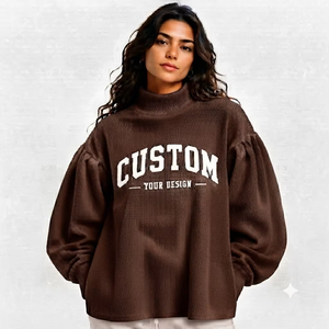 Sweat-shirt ras du cou en molleton pour femme, mélange de coton doux, confortable pour l'hiver, pull décontracté, logo personnalisé sur le devant, vente en gros directe usine - Product Image 1