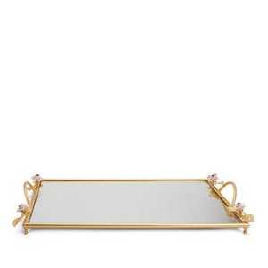 Bandeja de Servicio Moderna de Acero Inoxidable con Asas con Diseño de Madera, Plato Rectangular Minimalista de Metal, Bandeja de Servicio de Alto Brillo - Product Image 5