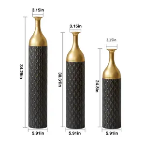 Vase à fleurs haut de gamme en fer doré, élégant, sur pied, moderne, en métal, pièce d'appoint - Product Image 4