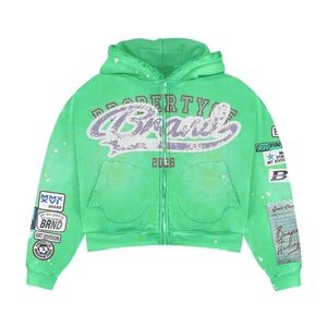 Sudadera con Capucha Oversize con Cremallera y Bolsillo Frontal, Estilo Urbano Unisex, Diseño Estampado Amarillo, Moda Americana - Product Image 6