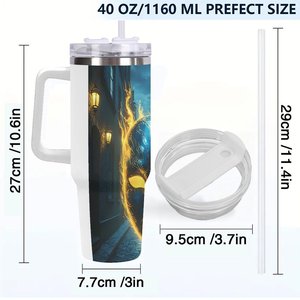 Stainless Steel Tumbler 40oz With Handle For <b>Coffee</b> And Tea Travel Use - Product Image 4