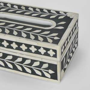 Elegant luxury bone inlay resin <b>tissue</b> <b>box</b> with smooth resin finish for upscale home interiors - Product Image 6