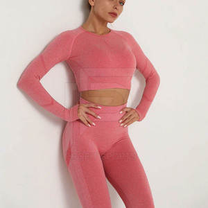 Sport Girls Seamed Fitness Sport Wear High Elastic Women Yoga Set High Gym Bra and Breathable Yoga <b>Leggings</b> Set - Product Image 5