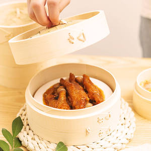 Ensemble de cuiseurs vapeur en bambou avec couvercle pour raviolis, dim sum, légumes, fruits de mer, restaurant, cuisine à domicile - Product Image 5
