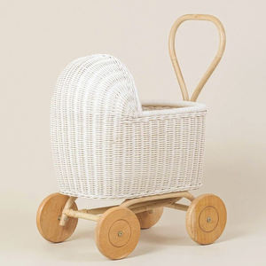 Poussettes pour poupées reborn de haute qualité, faites à la main en rotin tressé, adorable poussette pour enfants. - Product Image 2