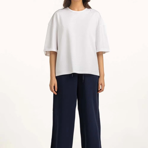 Camiseta extragrande personalizada para mujer, cuello redondo, manga corta, camiseta básica de algodón, informal, holgada, para mujer - Product Image 2