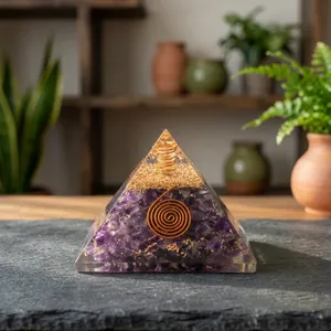 Premium Amethyst <b>Orgone</b> Pyramid Handmade Crystal Energy <b>Generator</b> for Chakra Balancing Meditation Healing Feng Shui Decor Wholes - Product Image 3