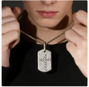 Iced Out Cross <b>Dog</b> <b>Tag</b> Pendant Gold Plated With Wings Moissanite Diamonds Iced Out Jewelry Charm Luxury Wholesale Pendant - Product Image 4