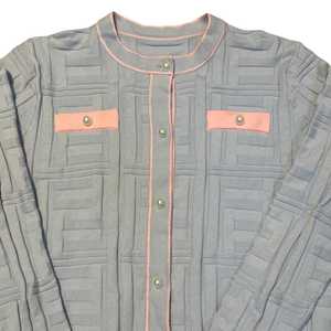 Cárdigan Azul Claro para Mujer, Suéter de Punto con Botones al Frente, Manga Larga, Estilo Casual para Oficina, Ribete en Contraste, Venta al Por Mayor OEM - Product Image 5